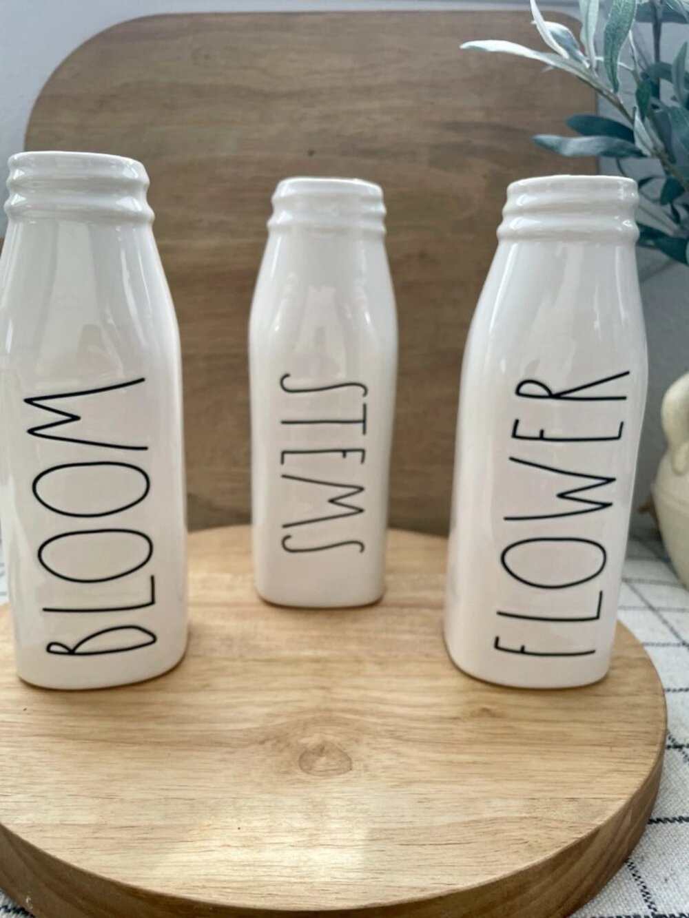 SALE! NWOT RAE DUNN Farm House Milk Bottle Flower Vase Jug Farm House Set of 3